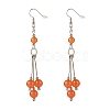 Natural Malaysia Jade Ball Beads Long Dangle Earring for Lady EJEW-JE04680-02-1