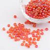 6/0 Transparent Rainbow Colours Round Glass Seed Beads X-SEED-A007-4mm-169B-1