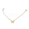 Bowknot Alloy Shell Pearl Beaded Necklaces EJEW-JN04819-1