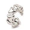 Rack Plating Brass Heart Open Cuff Rings for Women RJEW-G294-05P-1