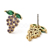 Rack Plating Real 18K Gold Plated Brass Grape Stud Earrings EJEW-B034-15G-2