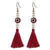 Evil Eye Lampwork & Tassel Earrings EJEW-JE05592-03-1