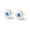 Enamel Evil Eye Stud Earrings EJEW-G334-01G-01-1