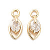 Brass Micro Pave Clear Cubic Zirconia Charms KK-C054-10G-1