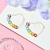 Heart Glass Seed with Brass Hoop Earrings EJEW-MZ00144-2