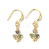Colorful Cubic Zironia Clover Dangle Earrings EJEW-B017-19G-1