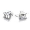 Brass Clear Cubic Zirconia Charms ZIRC-G170-15P-3