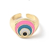 Evil Eye Rack Plating Brass Enamel Cuff Ring for Women RJEW-F143-05G-02-2