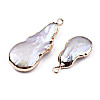 Electroplate Natural Baroque Pearl Keshi Pearl Pendants PEAR-Q008-22G-4