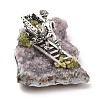 Natural Peridot Cluster & Alloy Miner Model Ornament DJEW-D002-03AS-01-3