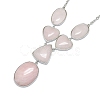 Natural Rose Quartz Necklaces NJEW-C049-01B-P-2