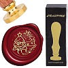 Brass Wax Seal Stamps with Rosewood Handle AJEW-WH0412-0091-1