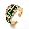 Cubic Zirconia Buckle Shape Open Cuff Ring RJEW-C041-03G-2