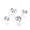 Brass Micro Pave Clear Cubic Zirconia Stud Earrings EJEW-T046-31P-NF-2