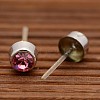 Popular Unisex Simple Flat Round Original Color Stainless Steel Resin Rhinestone Ear Studs EJEW-L073-A-19-3