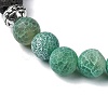 Natural Dyed Crackle Agate & Lava Rock Round Beaded Stretch Bracelet BJEW-TA00444-04-3