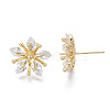 Brass Micro Pave Cubic Zirconia Stud Earring Findings KK-N233-009-NF-3