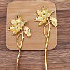 Alloy Lotus Hair Sticks for Enamel OHAR-PW0006-24B-1