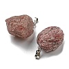 Raw Rough Natural Strawberry Quartz Pendants G-M405-02P-06-2