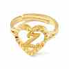 Real 18K Gold Plated Brass Alphabet Adjustable Rings RJEW-M139-18Z-2