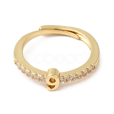 Rack Plating Brass Clear Cubic Zirconia Number 9 Adjustable Rings for Women RJEW-S407-09G-09-1