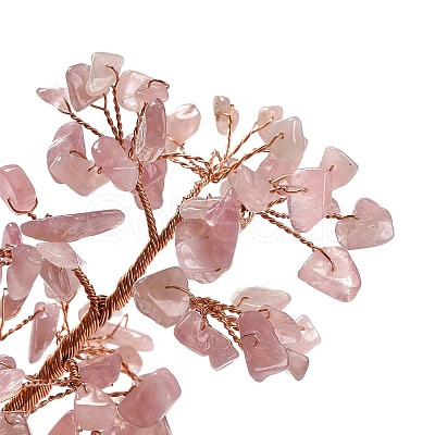 Natural Rose Quartz Chips & Agate Pedestal Display Decorations X1-DJEW-A001-04C-1