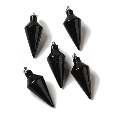 Natural Obsidian Pendants G-Z055-02P-11-1