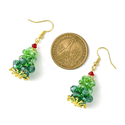 Christmas Theme Imitation Austrian Crystal & Electroplate Glass Dangle Earrings EJEW-TA00469-1