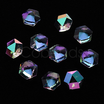 Hexagon Transparent Glass Cabochons MRMJ-T009-160-1