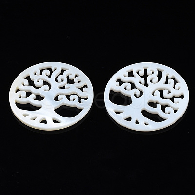 Natural Freshwater Shell Filigree Joiners SHEL-N027-15-1