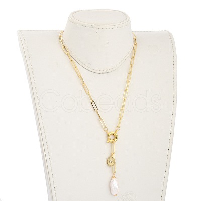 Natural Baroque Pearl Keshi Pearl Lariat Necklaces NJEW-JN03042-01-1