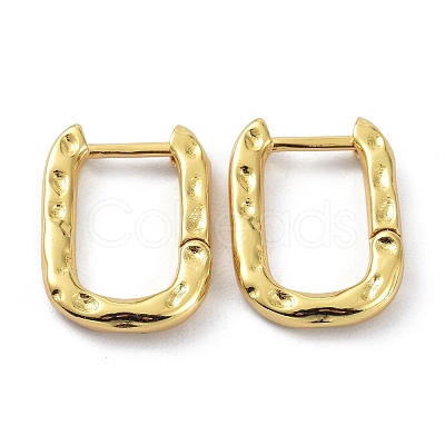 Textured Rectangle Brass Hoop Earrings EJEW-B007-02G-1