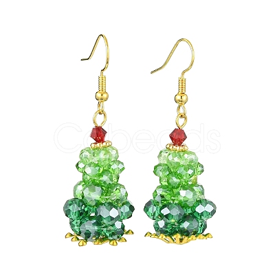 Christmas Theme Imitation Austrian Crystal & Electroplate Glass Dangle Earrings EJEW-TA00469-1