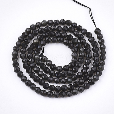 Natural Black Obsidian Beads Strands X-G-T108-41-1