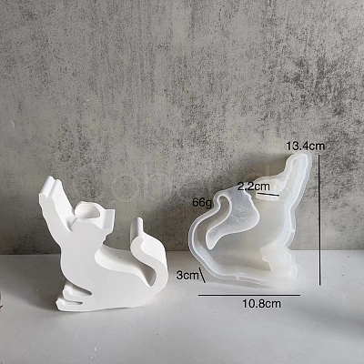 Cat Shape Food Grade Silicone Candle Holder Molds PW-WG53657-04-1