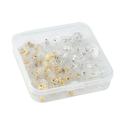 100Pcs 2 Colors Brass Clutch Earring Backs with Pad KK-FS0001-14-1