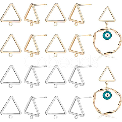 BENECREAT 20Pcs 2 Colors Brass Stud Earring Findings KK-BC0008-33-1