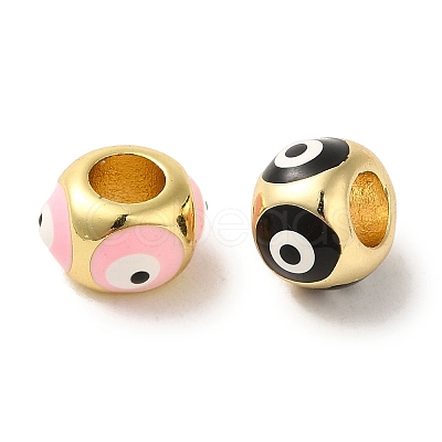 Brass Enamel European Beads KK-R162-057G-1