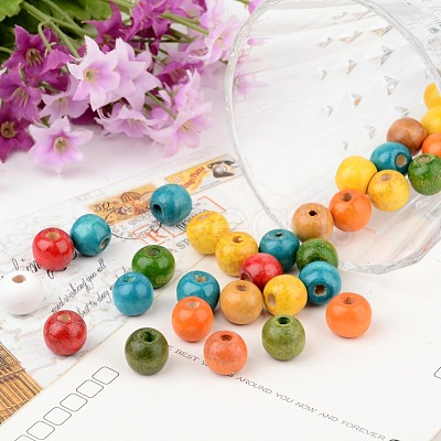 Mixed Round Natural Maple Wood Beads X-TB12mmY-1