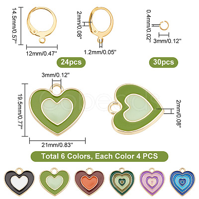 AHADERMAKER DIY Heart Drop Earring Making Kit DIY-GA0003-92-1