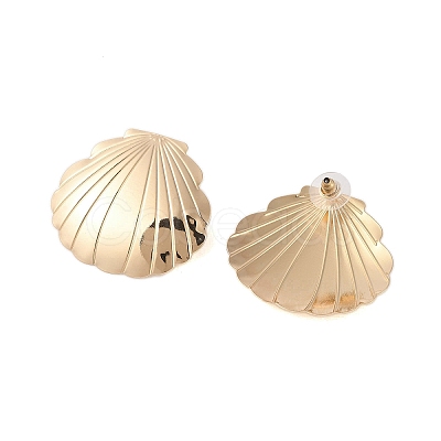 Shell Shape Alloy Stud Earrings for Women EJEW-A112-06KCG-1