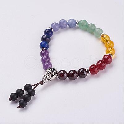 Natural Gemstone Stretch Bracelets BJEW-JB02889-1