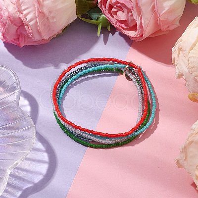 Seed Beads Multi-strand Stretch Bracelets for Women BJEW-JB10544-1