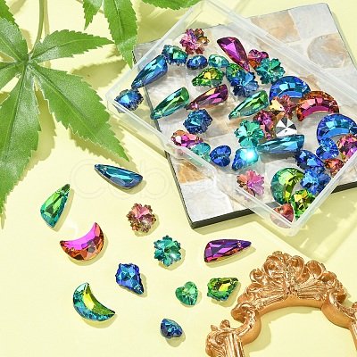 48Pcs 15 Style Glass Rhinestone Pendants EGLA-YW0001-41-1