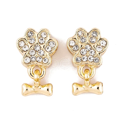 Rack Plating Alloy Rhinestone European Dangle Charms FIND-C055-19G-01-1