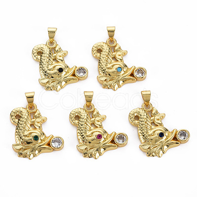 Brass Micro Pave Cubic Zirconia Pendants KK-Q283-053-NR-1