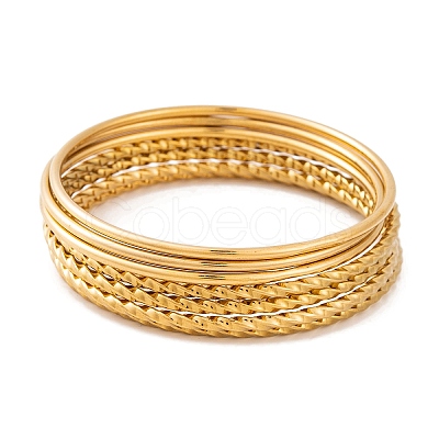 7Pcs PVD Vacuum Plating 304 Stainless Steel Ring Bangles Set for Women BJEW-A011-14A-G-1