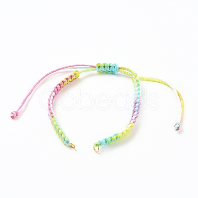 Adjustable Segment Dyed Polyester Thread Braided Beaded Bracelet Making AJEW-JB00790-03-1