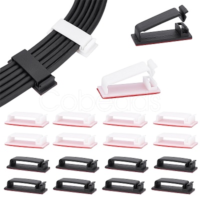 PandaHall Elite 40Pcs 2 Colors Plastic Self Adhesive Cable Management Clips FIND-PH0003-96-1