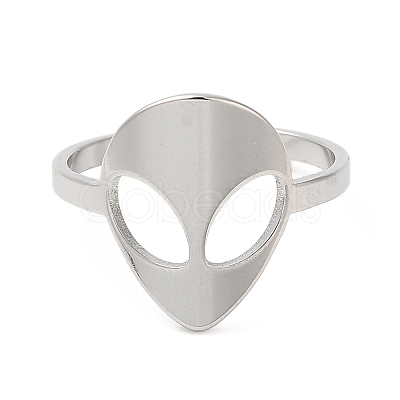 Non-Tarnish 304 Stainless Steel Alien Face Adjustable Ring for Women RJEW-M149-13P-1